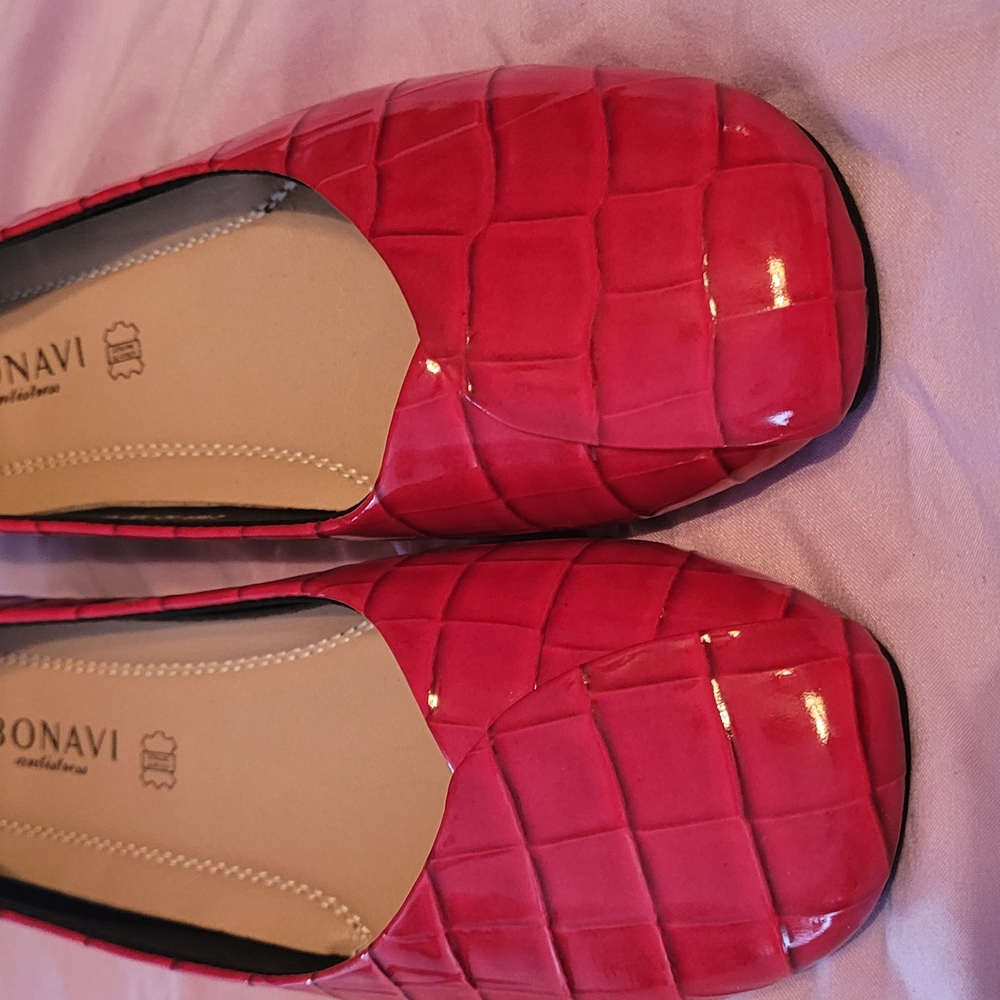 Red Quilted Flats with Glossy Finish